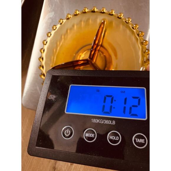 Vintage Amber Glass Divided Candy Dish Tray Candlewick Hob Nob Edges Art Deco - Picture 4 of 10